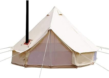 SportTent - Tienda de campaña para 4 estaciones, impermeable, algodón, con agujero para estufa de techo, para camping, senderismo, fiesta de Navidad, color beige