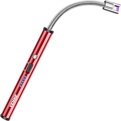 VEHHE Encendedor Electrico, Mechero de Arco Eléctrico Recargable con Indicador LED de Batería, USB Mechero Electrico, Encendedor Cocina Electrico para Encender Velas, Estufas de Gas, Barbacoas y Más