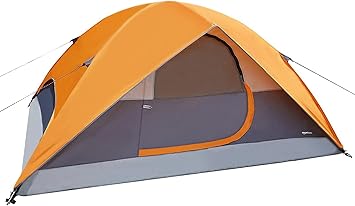 Amazon Basics - Tienda de campaña con lona y bolsa de transporte impermeable para 3 estaciones, fácil instalación, 4/8 personas