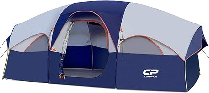CAMPROS CP Tienda de campaña para 8 Personas, Impermeable, Resistente al Viento, 5 Ventanas de Malla Grandes, Doble Capa, Cortina Dividida para habitación separada, portátil con Bolsa de Transporte