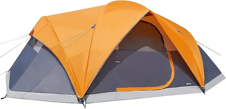 Amazon Basics - Tienda de campaña con lona y bolsa de transporte impermeable para 3 estaciones, fácil instalación, 4/8 personas
