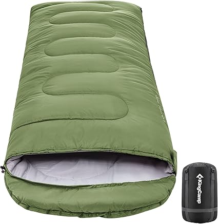 KingCamp Saco de Dormir de 1 kg, Ligero, cálido, para niños y Adultos, para 3 a 4 Estaciones del año, para Camping, Senderismo, con Bolsa de Transporte