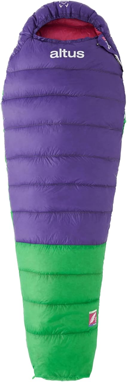 Andes 400D Z80 | Temperatura -8 a +10ºC | Saco de Dormir | Purpura | Forma de Momia | Pluma | Montaña | Camping | Excursiones | Adultos | Unisex | para Hombre y Mujer