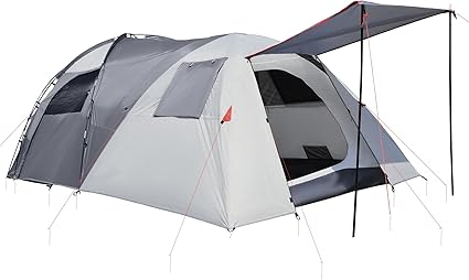 Outsunny Tienda de Campaña Familiar para 4-5 Personas Tienda Camping Impermeable 2000 mm Buena Ventilación Bolsa de Transporte para Trekking Camping Playa Aventura490x250x185 cm Gris