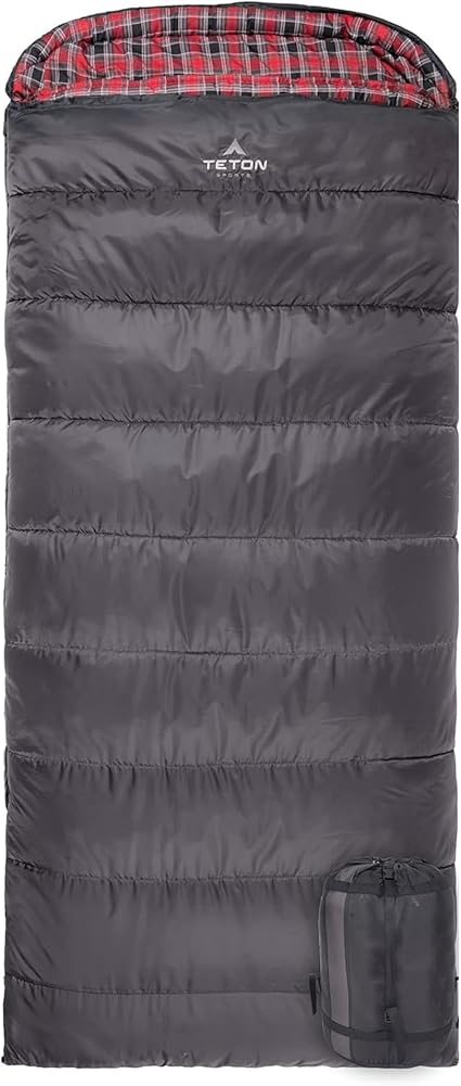 TETON Sports 18 Degree C Flannel Lined Left Zip Saco de Dormir con Cremallera Izquierda y Forro de Franela, Color Azul, Unisex