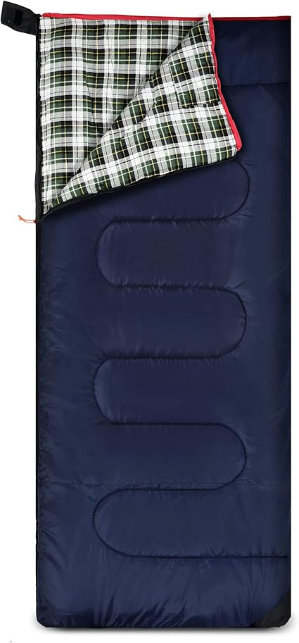 REDCAMP Sacos de Dormir de Franela de algodón para Camping, Saco de Dormir cálido y cómodo para Adultos de 3 Estaciones, sobre con Relleno de 2/3/4 Libras