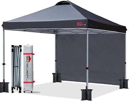 MasterCanopy Durable Ez - Tienda de campaña desplegable con 1 Pared Lateral (3 x 3 m, Negro)