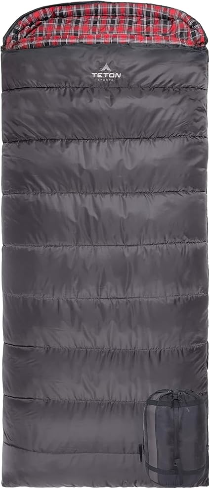 TETON Sports 18 Degree C Flannel Lined Left Zip Saco de Dormir con Cremallera Izquierda y Forro de Franela, Color Azul, Unisex