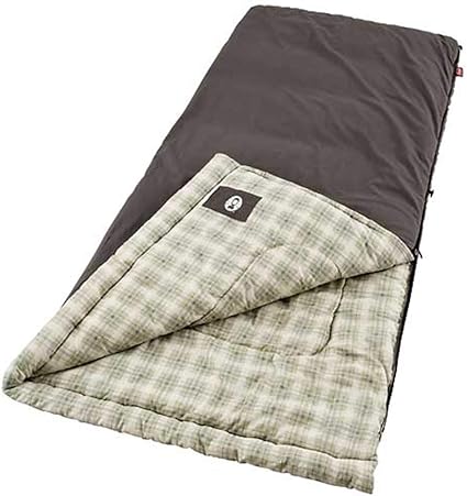 Coleman Heritage - Saco de Dormir Grande y Alto para Clima frío, Saco de Dormir de Camping de -12.2 °C para Adultos, cómodo y cálido Saco de Dormir de Franela para Acampar y Uso al Aire Libre, se