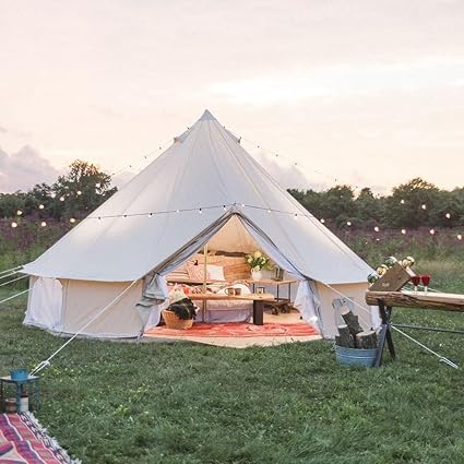 Cozy House Tienda de Campana de Lona de algodón para Acampar en Familia Impermeable al Aire Libre Yurta Glamping de Lujo