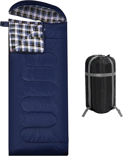 REDCAMP Sacos de Dormir de Franela de algodón para Camping, Saco de Dormir cálido y cómodo para Adultos de 3 Estaciones, sobre con Relleno de 2/3/4 Libras