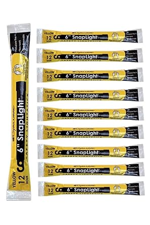Cyalume Snaplight grado industrial luces químicas, Amarillo, 6  de largo, 12 horas Duración (paquete de 10)