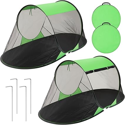 Wowangce 2 tiendas de campaña para acampar con alfileres de tierra, plegables para una persona, impermeable, red de insectos independiente, para playa, senderismo, verano, al aire libre, protección de