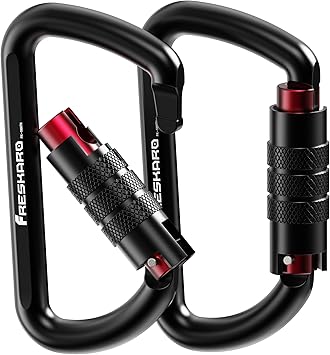 FresKaro Nuevo 2pcs Giro Cierre Mosquetón Clips, Clasificación de Peso 1224kg, Mosquetones de Aluminio Auto-Lock, para Las Hamacas, Columpio de Yoga, Cámping, Llavero, Perros Seguros