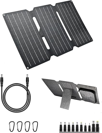Panel solar portátil, ActuEgo 30 W, paneles solares portátiles IP65, cargador solar portátil para teléfono celular, IP65, impermeable, kit de panel solar de 18 V CC/USB/USB-C para estación de