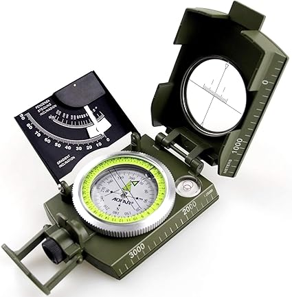 AOFAR Brújula Militar AF-4074 para Senderismo, avistamiento lenático, Impermeable, Duradera, inclinómetro para Camping, niños, Actividades geológicas, navegación
