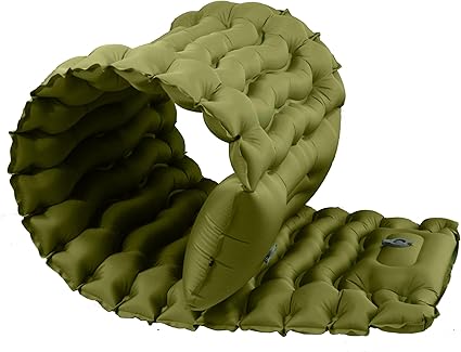 Paafjell Alfombrillas de Dormir de Aire aumentadas y engrosadas para Camping, 200x70X10cm, 150kg de Capacidad de Carga, inflado rápido, Poco Ruido, 300T, con Almohada, revestida de TPU(Verde)