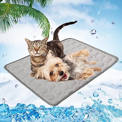 AOOGON Esterilla de refrigeración para perros y gatos, alfombrilla para perros, lavable, manta refrescante para interior, exterior y coche (gris, 70 x 55 cm)