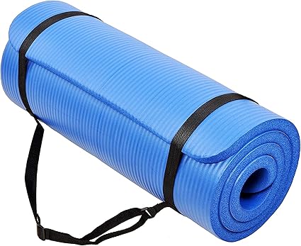BalanceFrom GoCloud - Esterilla multiusos de 1 pulgada extra gruesa de alta densidad antidesgarro para yoga con correa de transporte