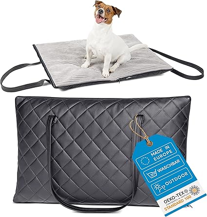 FREUDENTIER Esterilla Plegable para Perros para Viajes, Piel sintética Acolchada con Superficie mullida, Lavable y fácil de Limpiar, Alfombrilla para Perros para Exteriores (75x60cm)