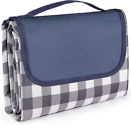 LIVEHITOP Manta Picnic Impermeable 200x200cm, Extra Grande Esterilla Playa Antiarena Plegable Portátil Alfombra Picnic Exterior con Mango para Acampar, Parque, Jardín, Senderismo