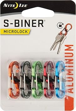 Nite Ize SBINER MICROLOCK ALUMINIUM - PACK 5 MOSQUETONES DE ALUMINIO CON CIERRE CENTRAL SEGURIDAD