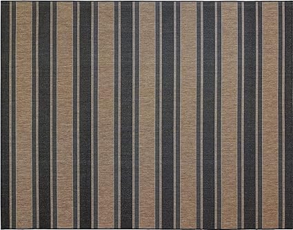 Gertmenian 21975 Alfombra para Exteriores Freedom Collection con temática de Rayas Smart Care Deck Alfombra de Patio, 8 x 10 Pulgadas, Grande, Rayas, marrón, Negro
