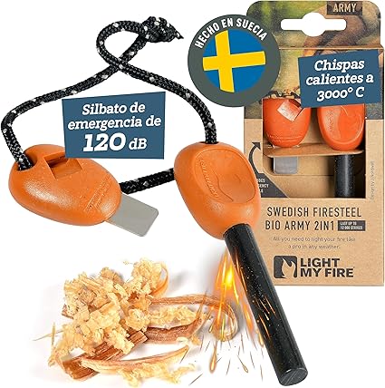 Light My Fire Pedernal Supervivencia - Encendedor Supervivencia - Pedernal Magnesio Diámetro 1 cm - Kit Fuego 12 000 Chispas Encendedor de Magnesio - Ferrocerio Supervivencia Acampada Senderismo